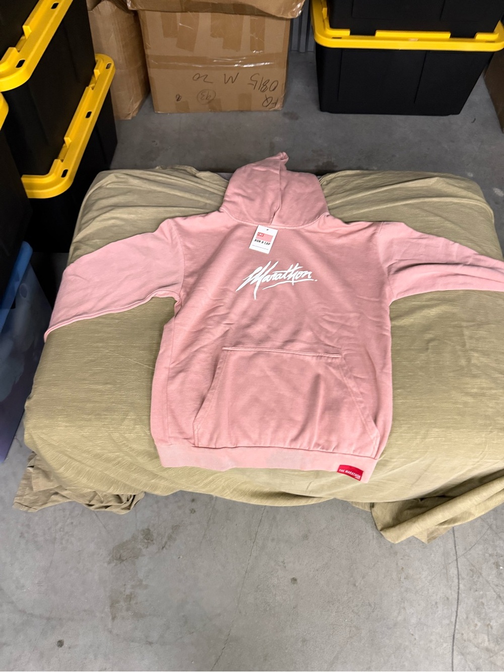 The Marathon Clothing Dusty Pink Hoodie with White Logo